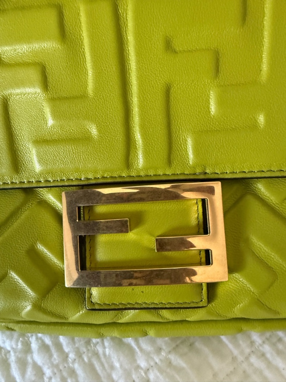 Fendi Lime Green Baguette with Gold Hardware - Picture 8 of 13